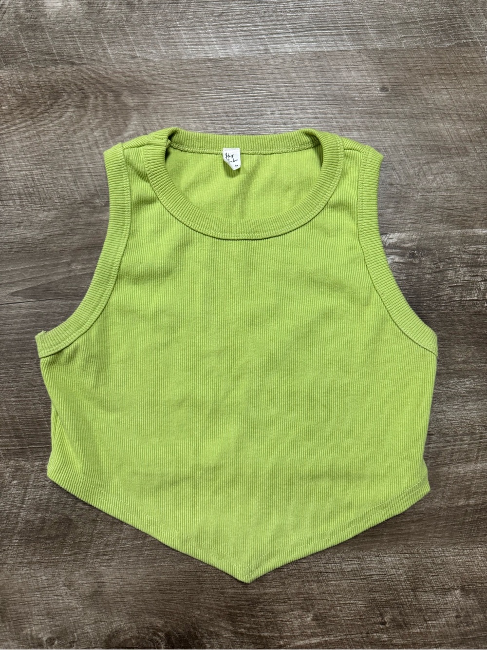 Hey Babe Green Ribbed Crop Top Size Medium